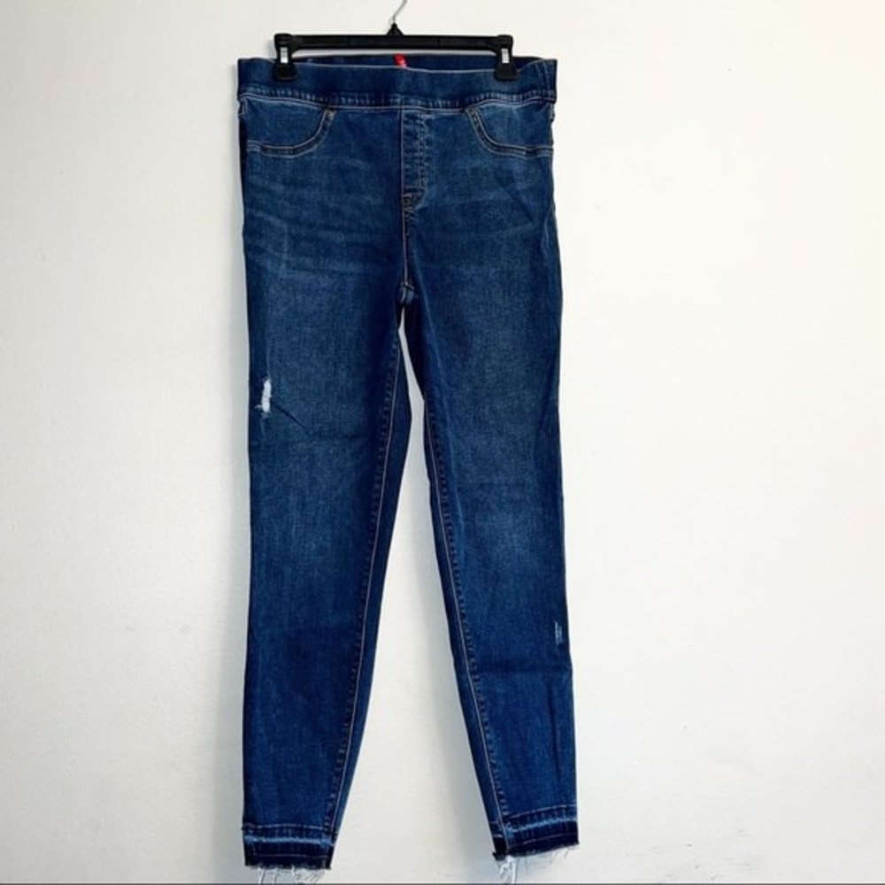Spanx | Distressed Ankle Skinny Jeans, Medium Wash Size Large